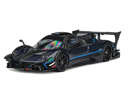 Pagani Zonda Revolucion Dark Blue Metallic and Carbon with Extra Wheels 1/64 Diecast Model Car