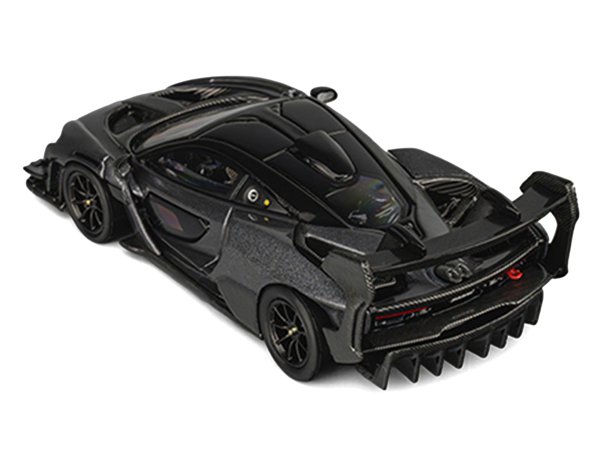 McLaren Senna GTR Dark Gray Metallic with Carbon Hood and Black Top 1/64 Diecast Model Car