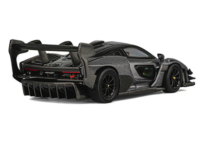 McLaren Senna GTR Dark Gray Metallic with Carbon Hood and Black Top 1/64 Diecast Model Car