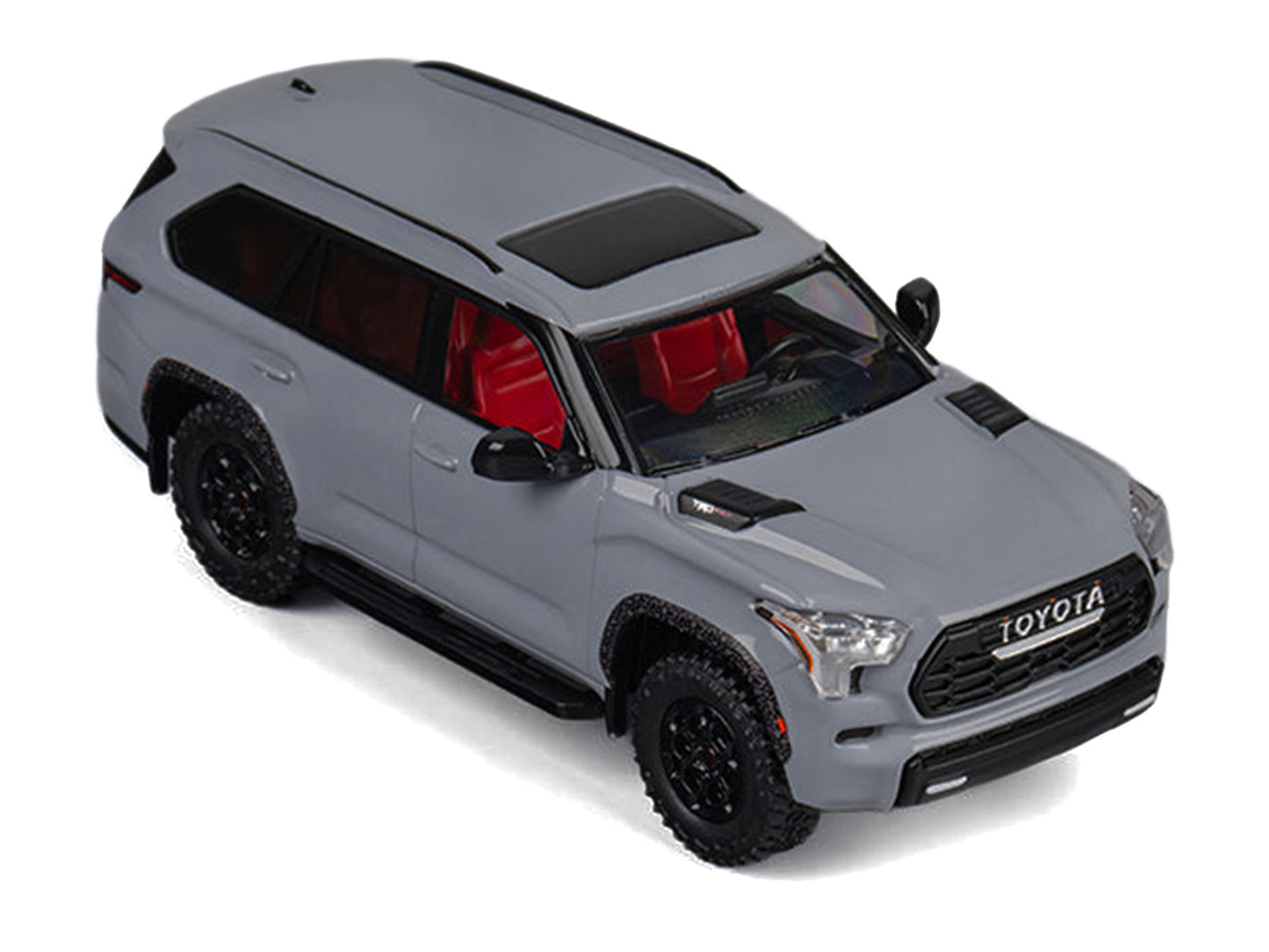 2024 Toyota Sequoia Cement Gray with Red Interior 1/64 Diecast Model Car