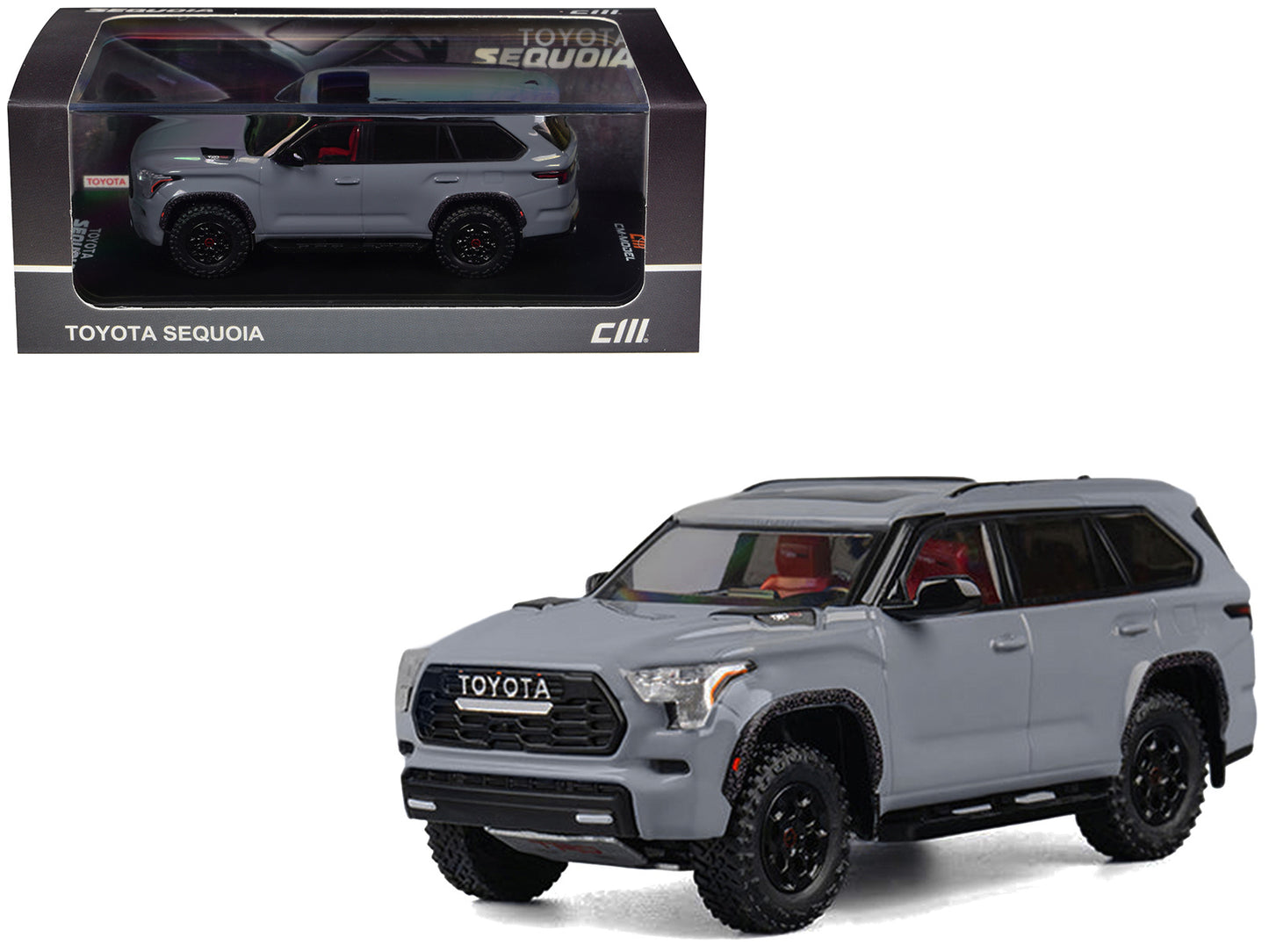 2024 Toyota Sequoia Cement Gray with Red Interior 1/64 Diecast Model Car