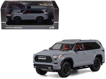 2024 Toyota Sequoia Cement Gray with Red Interior 1/64 Diecast Model Car
