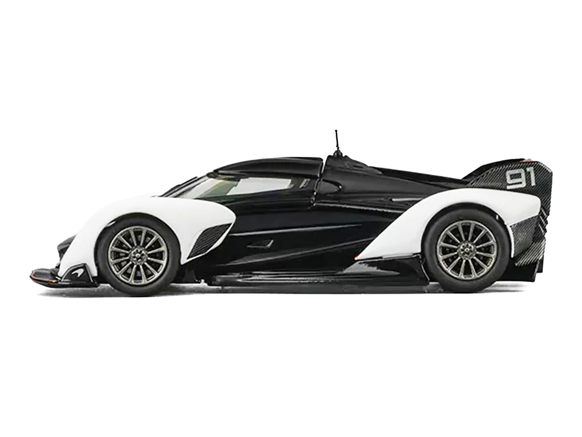 McLaren Solus GT #91 Black and White with Orange Accents 1/64 Diecast Model Car