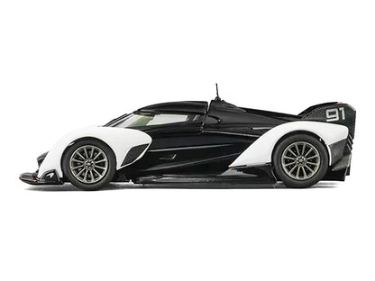 McLaren Solus GT #91 Black and White with Orange Accents 1/64 Diecast Model Car