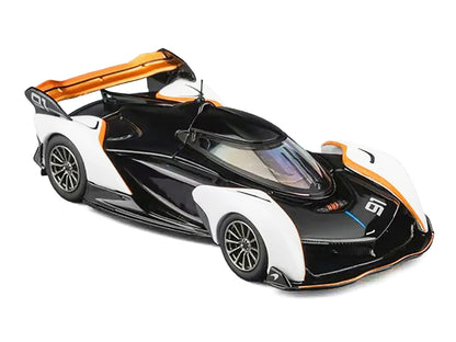 McLaren Solus GT #91 Black and White with Orange Accents 1/64 Diecast Model Car