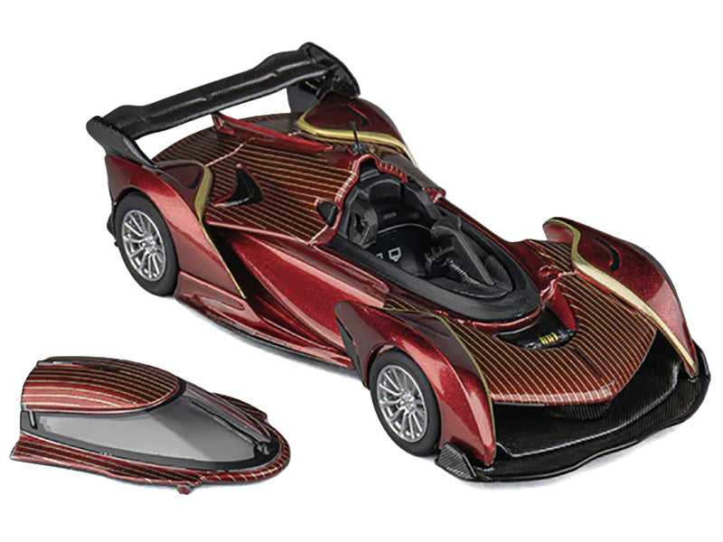 McLaren Solus GT Wine Red Metallic with Gold Stripes 1/64 Diecast Model Car