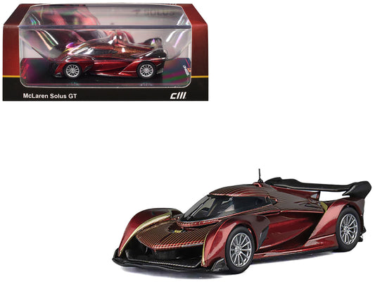 McLaren Solus GT Wine Red Metallic with Gold Stripes 1/64 Diecast Model Car