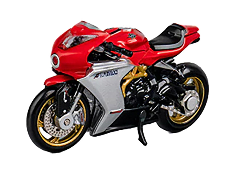 MV Agusta Superveloce 800 Motorcycle Red and Silver with Figure 1/64 Diecast Model