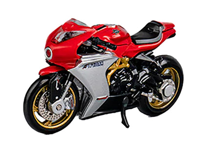 MV Agusta Superveloce 800 Motorcycle Red and Silver with Figure 1/64 Diecast Model