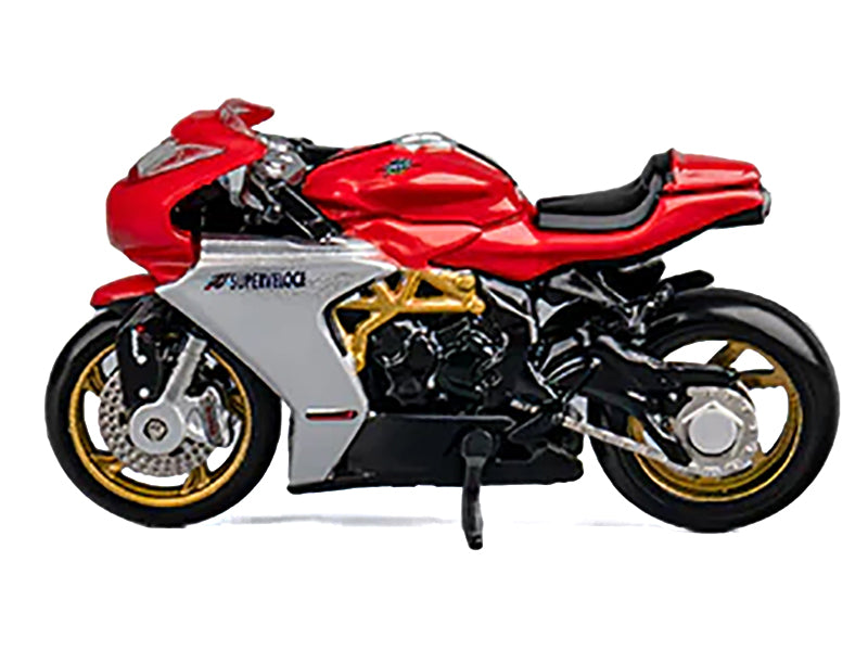 MV Agusta Superveloce 800 Motorcycle Red and Silver with Figure 1/64 Diecast Model