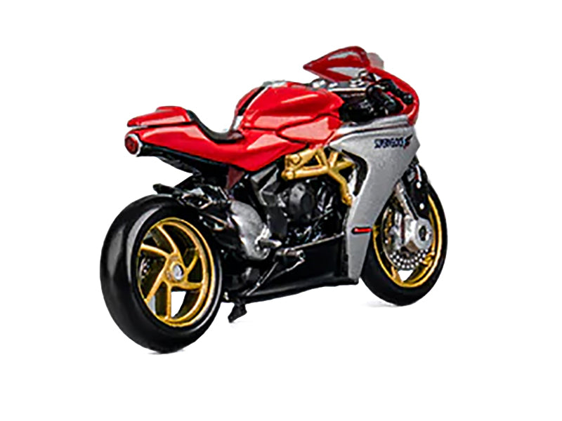 MV Agusta Superveloce 800 Motorcycle Red and Silver with Figure 1/64 Diecast Model