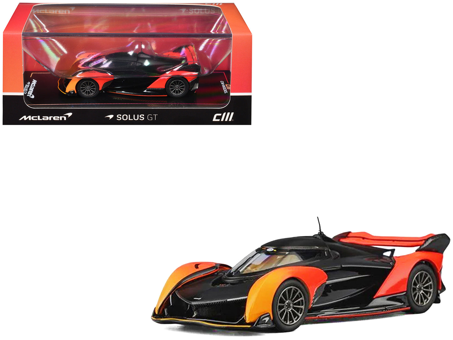 McLaren Solus GT Orange Gradient and Matt Black 1/64 Diecast Model Car