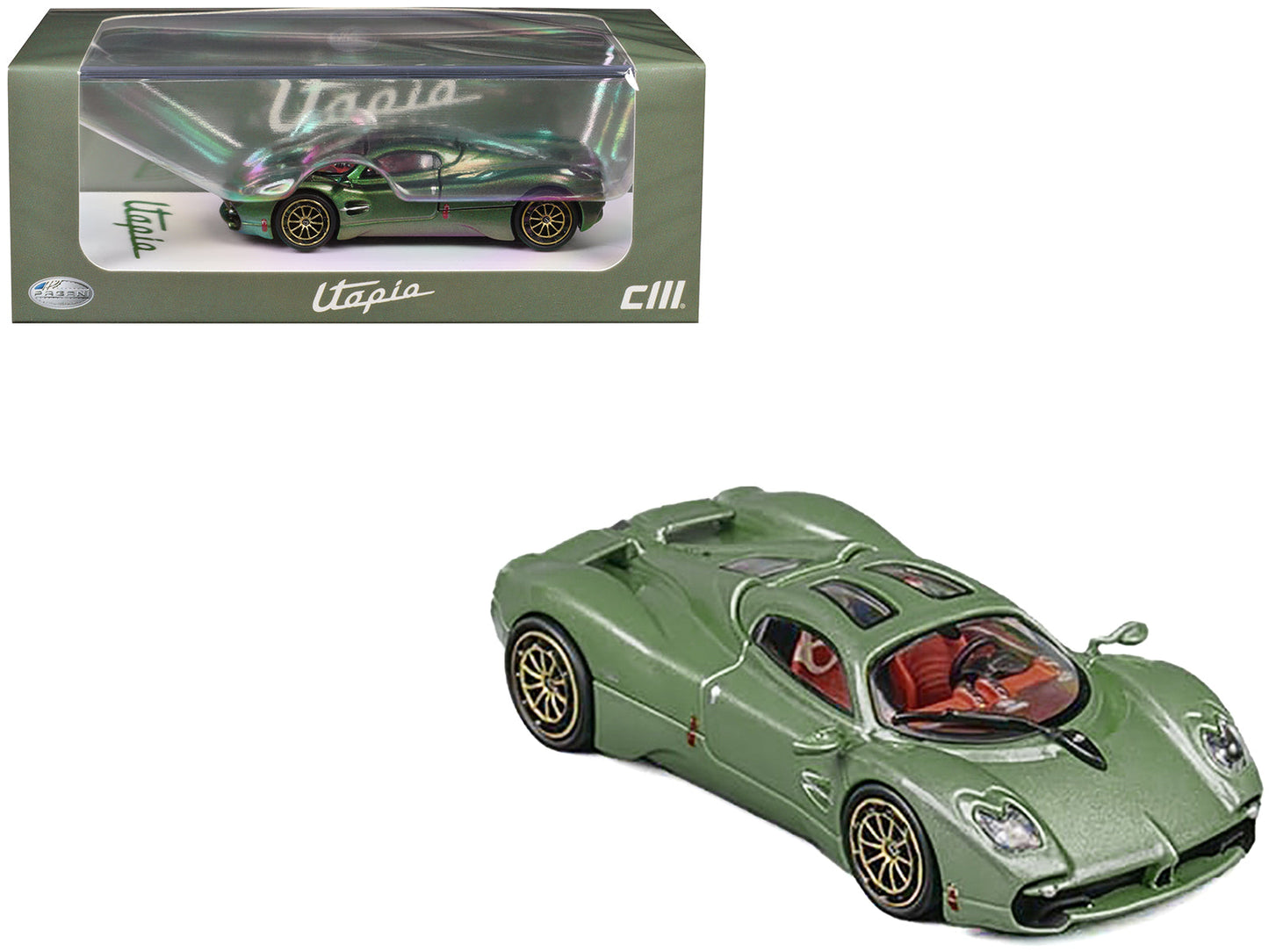 Pagani Utopia Green Metallic 1/64 Diecast Model Car