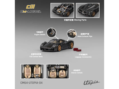 Pagani Utopia Full Carbon with Gold Wheels 1/64 Diecast Model Car