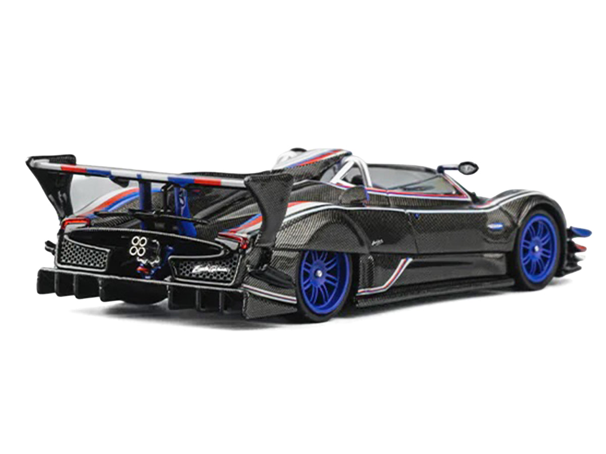 Pagani Zonda Revo Barchetta Carbon with Red White and Blue Stripes 1/64 Diecast Model Car