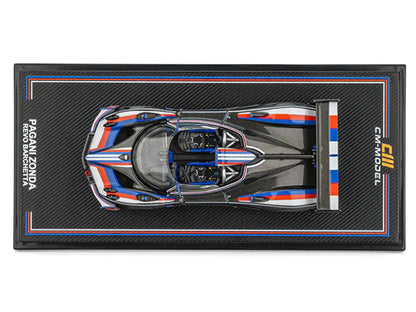 Pagani Zonda Revo Barchetta Carbon with Red White and Blue Stripes 1/64 Diecast Model Car