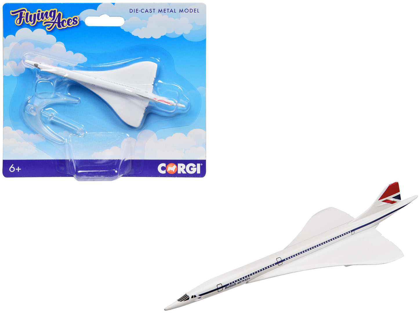 BAe/Aerospatiale Concorde Commercial Aircraft "British Airways" White "Flyin Aces" Series Diecast Model