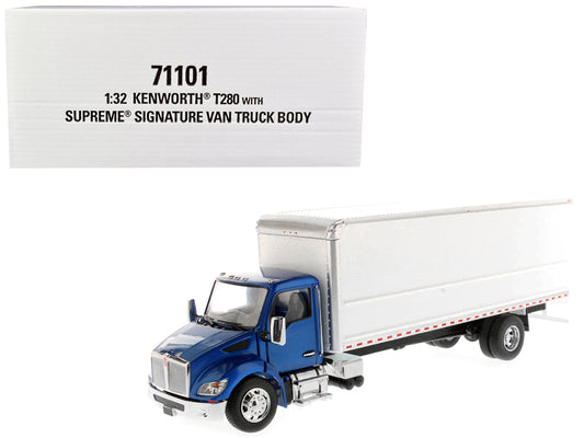 Kenworth T280 with Supreme Signature Van Truck Body Blue and White "Transport Series" 1/32 Diecast Model