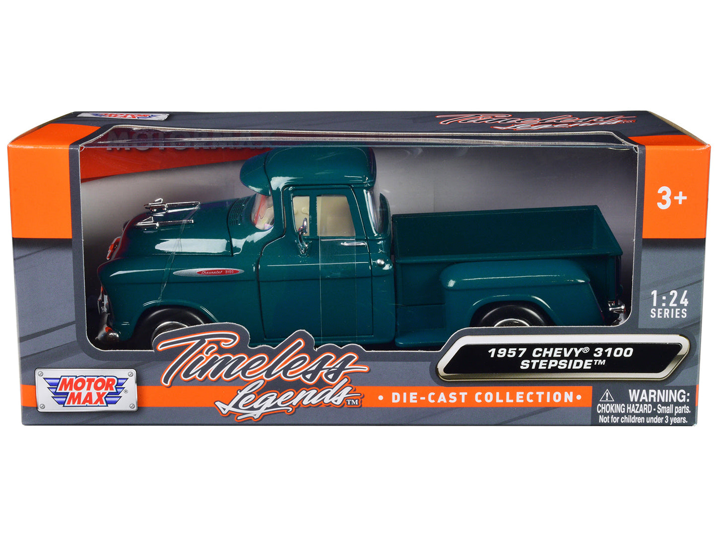 1957 Chevrolet 3100 Stepside Pickup Truck Teal Metallic "Timeless Legends" Series 1/24 Diecast Model Car