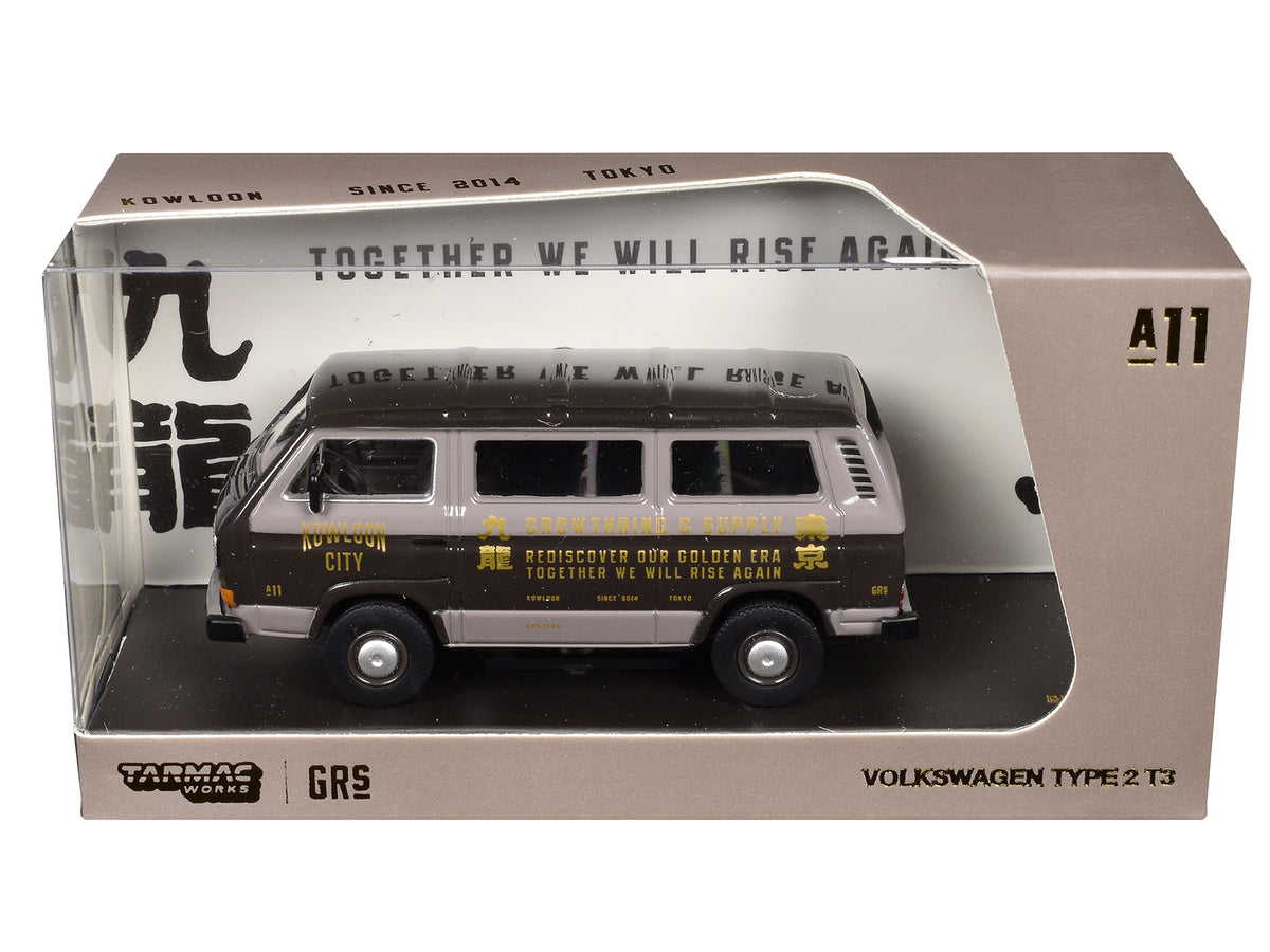 Volkswagen Type 2 T3 GRS Van "Kowloon City - Growthring and Supply" Brown Two-Tone "Collab64" Series 1/64 Diecast Model Car