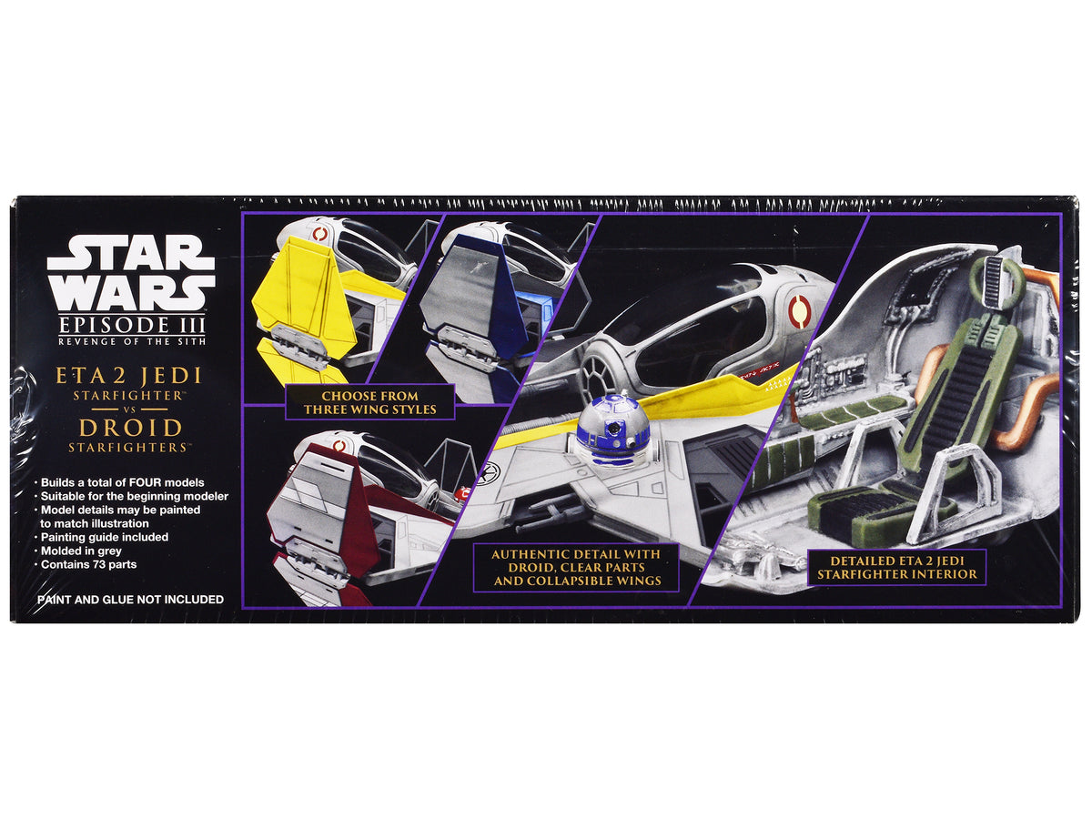 Skill 2 Model Kit ETA 2 Jedi Starfighter VS. Droid Starfighters 4 Model Set "Star Wars: Episode III - Revenge of the Sith" (2005) Movie 1/48 Scale Model