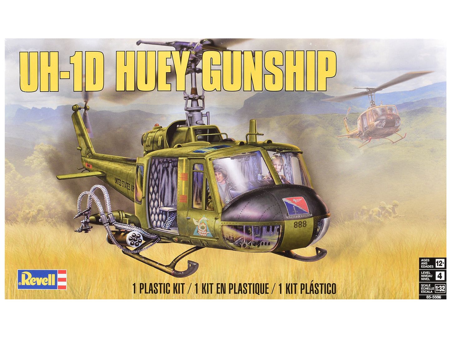 Level 4 Model Kit Bell UH-1D Iroquois "Huey" Gunship Helicopter 1/32 Scale Model
