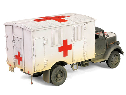 Opel-Blitz Kfz.305 Ambulance Gray and White (Weathered) "German Army" "Armoured Fighting Vehicle" Series 1/32 Diecast Model