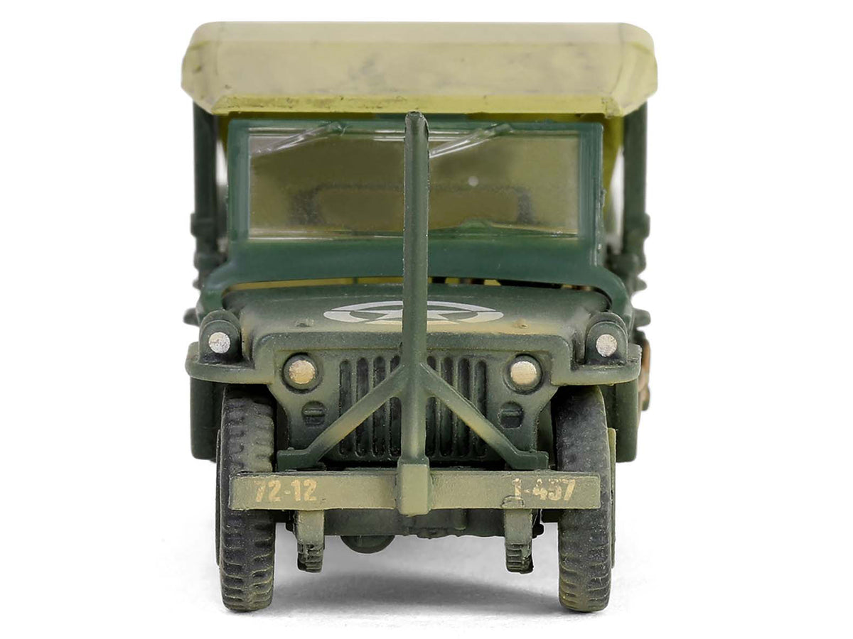 Willys MB Jeep with Trailer Olive Drab (Weathered) with Driver Figure "United States Army" "Mini AFV" Series 1/64 Diecast Model