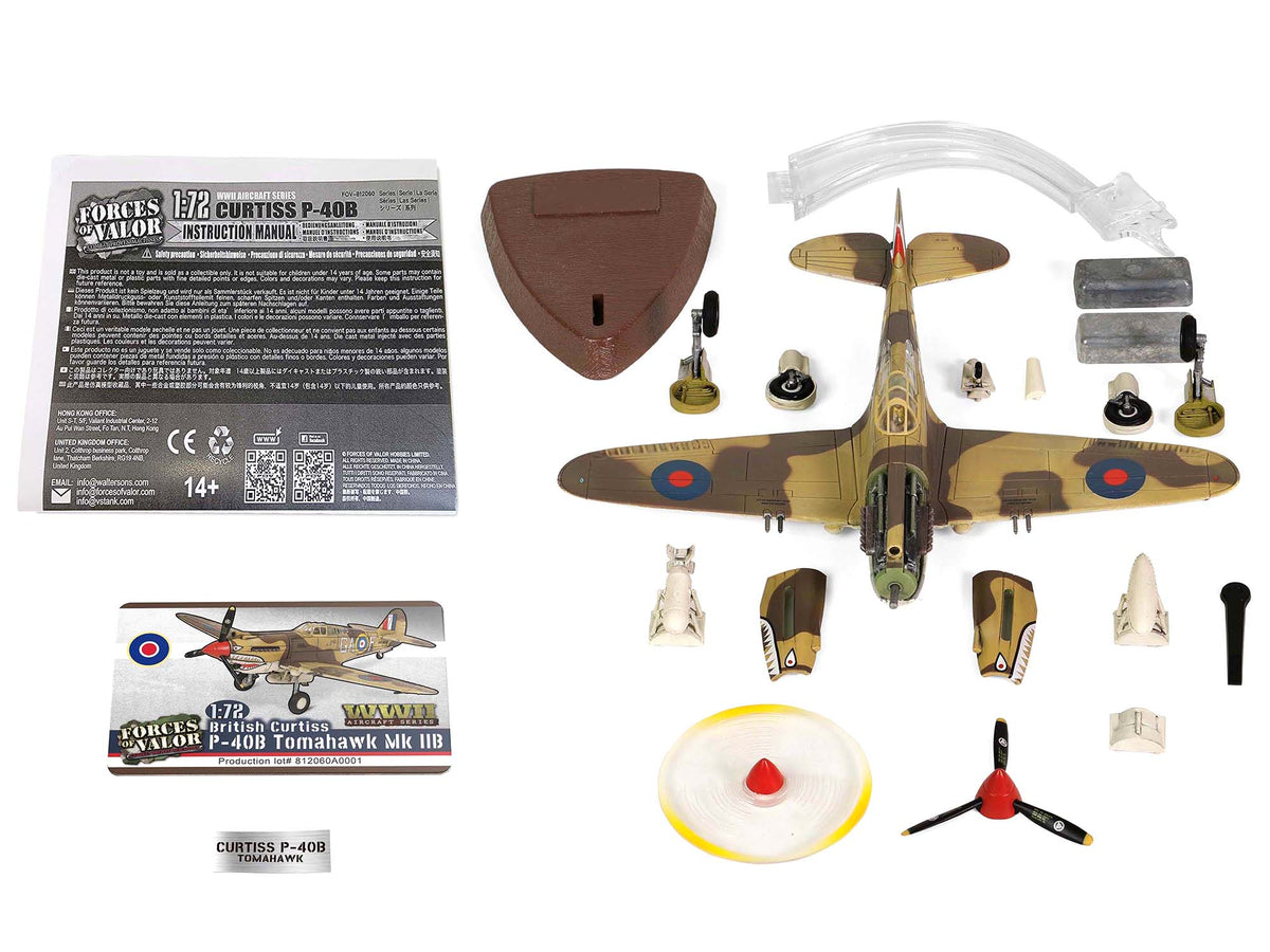 Curtiss P-40B Tomahawk MK IIB Aircraft Fighter "112 Squadron (Royal Air Force) AK402 GA-F North Africa" (October 1941) "WW2 Aircrafts Series" 1/72 Diecast Model