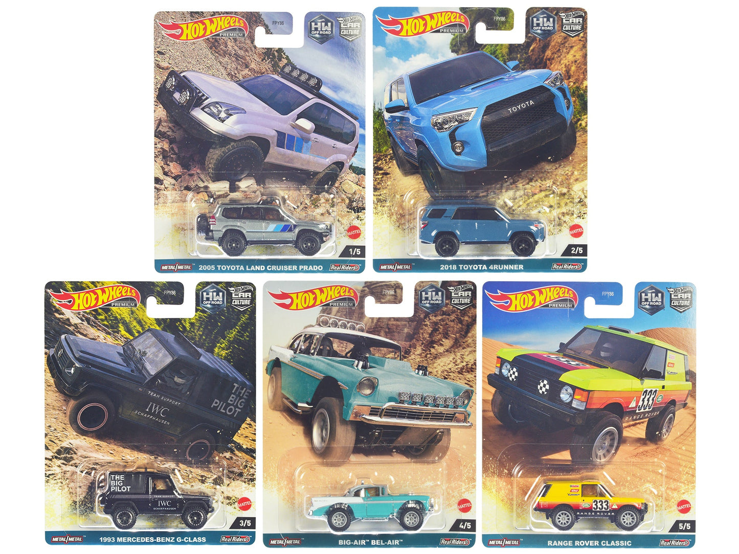 "HW Off Road" 5 piece Set "Car Culture" Series Diecast Model Cars