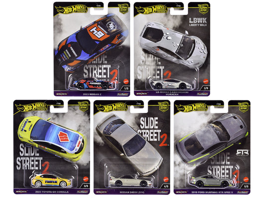 "Slide Street 2" 5 piece Set "Car Culture" 2024 Series H Diecast Model Cars