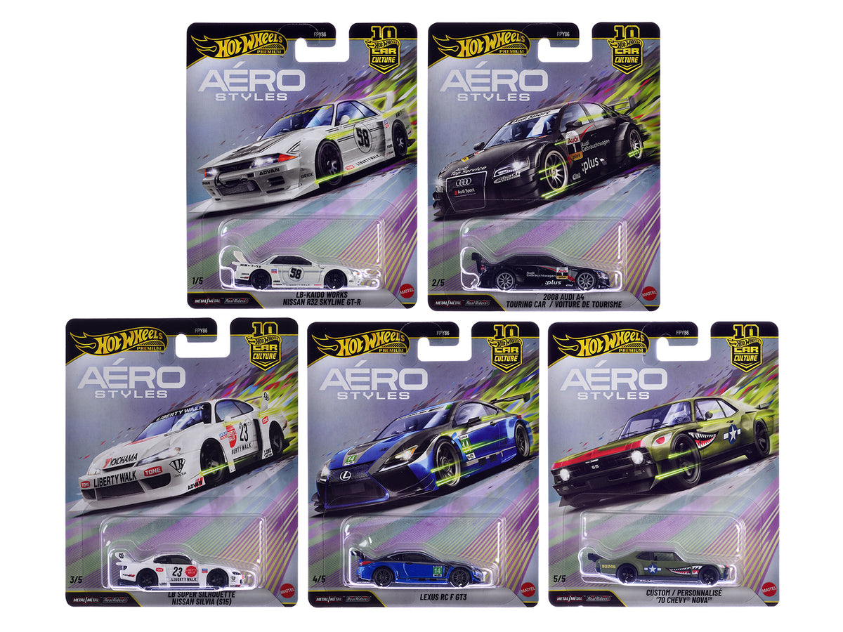 "Aero Styles" 5 piece Set "Car Culture 10th Anniversary" 2026 Series U Diecast Model Cars