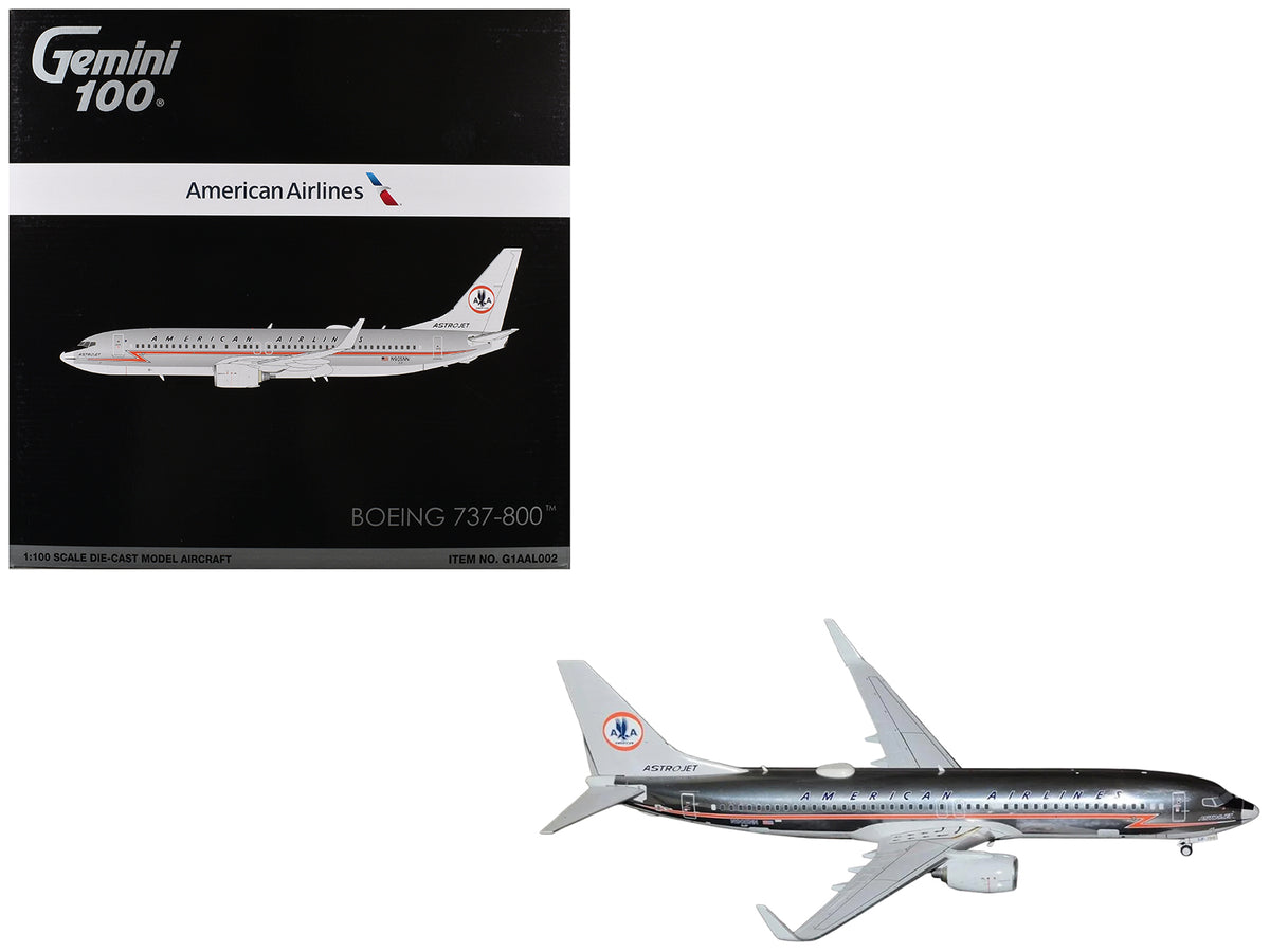 Boeing 737-800 Commercial Aircraft "American Airlines - American Heritage Jet" (N905NN) Silver with Red Stripes "Gemini 100" Series 1/100 Diecast Model Airplane