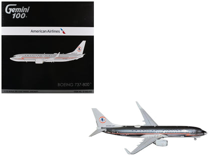 Boeing 737-800 Commercial Aircraft "American Airlines - American Heritage Jet" (N905NN) Silver with Red Stripes "Gemini 100" Series 1/100 Diecast Model Airplane