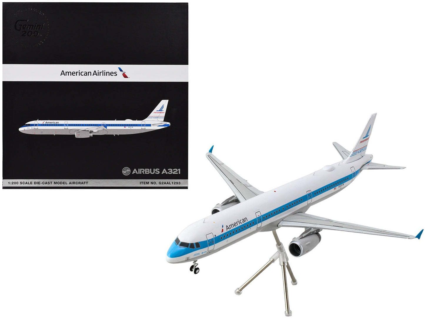 Airbus A321 Commercial Aircraft "American Airlines - Piedmont" (N581UW) White with Blue Stripes "Gemini 200" Series 1/200 Diecast Model Airplane