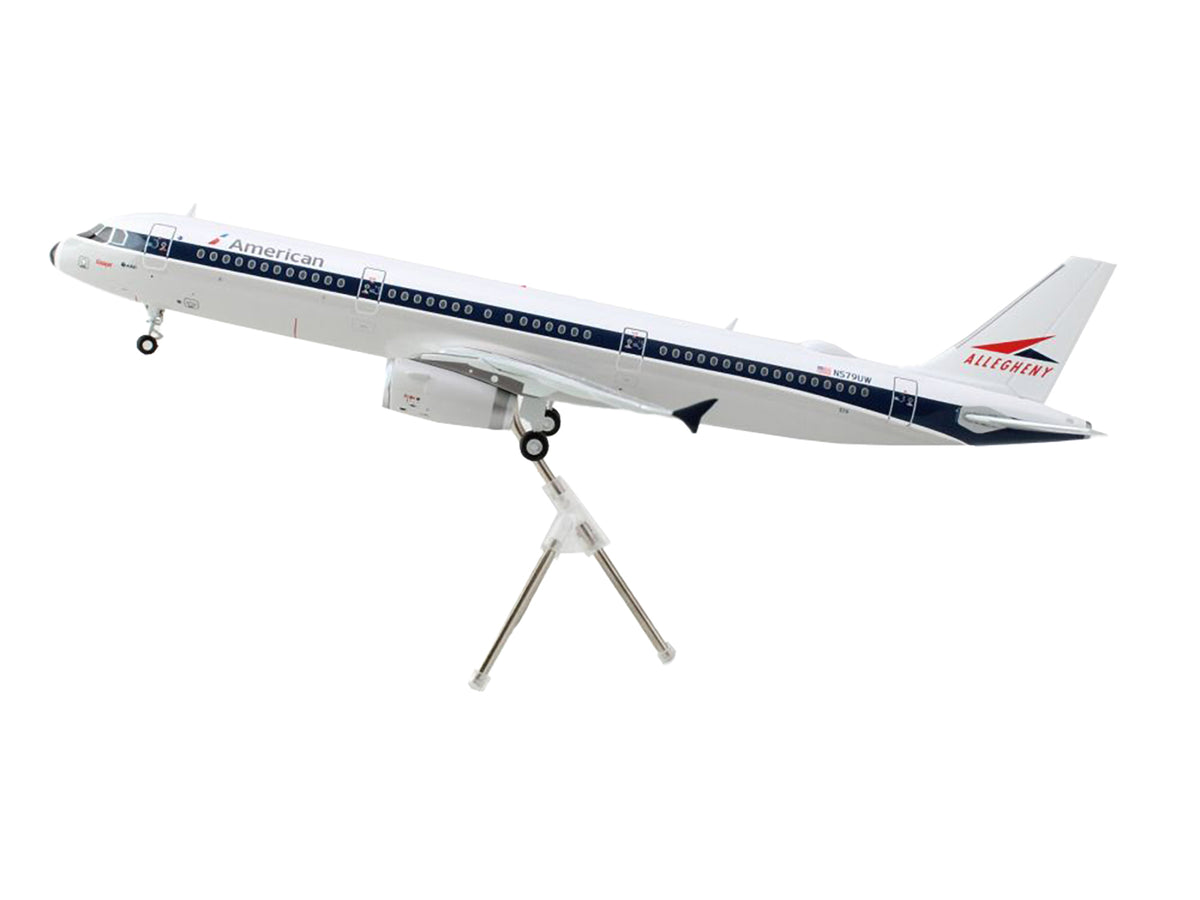 Airbus A321 Commercial Aircraft "American Airlines - Allegheny" (N579UW) White with Blue Stripes "Gemini 200" Series 1/200 Diecast Model Airplane