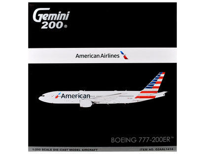 Boeing 777-200ER Commercial Aircraft "American Airlines" (N788AN) Silver with Striped Tail "Gemini 200" 1/200 Diecast Model Airplane