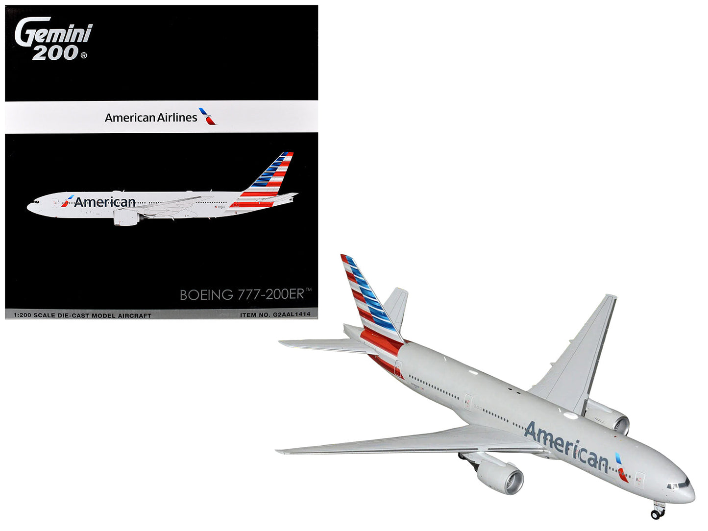 Boeing 777-200ER Commercial Aircraft "American Airlines" (N788AN) Silver with Striped Tail "Gemini 200" 1/200 Diecast Model Airplane