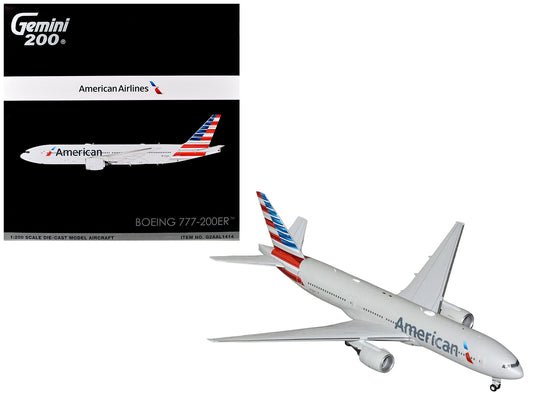 Boeing 777-200ER Commercial Aircraft "American Airlines" (N788AN) Silver with Striped Tail "Gemini 200" 1/200 Diecast Model Airplane