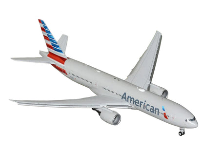 Boeing 777-200ER Commercial Aircraft with Flaps Down "American Airlines" (N788AN) Silver with Striped Tail "Gemini 200" 1/200 Diecast Model Airplane