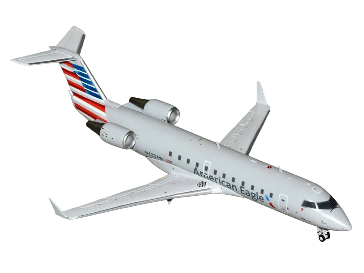 Bombardier CRJ200 Commercial Aircraft "American Eagle" (N420AW) Gray with Striped Tail "Gemini 200" Series 1/200 Diecast Model Airplane