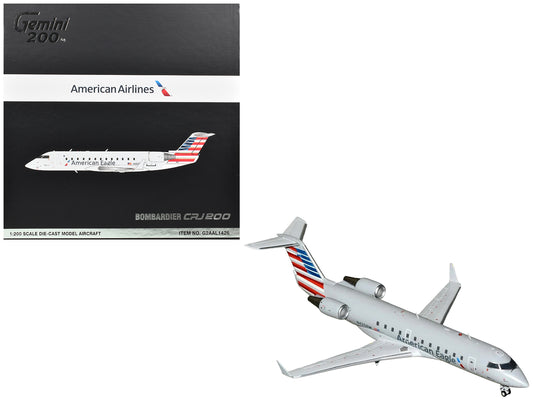 Bombardier CRJ200 Commercial Aircraft "American Eagle" (N420AW) Gray with Striped Tail "Gemini 200" Series 1/200 Diecast Model Airplane