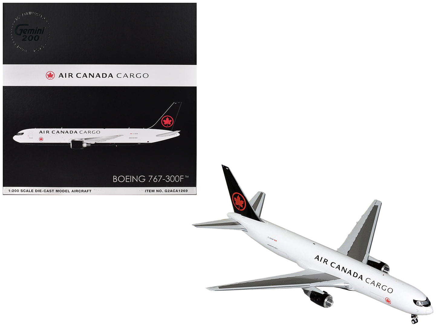 Boeing 767-300F Commercial Aircraft "Air Canada Cargo" (C-GXHM) White with Black Tail "Gemini 200" Series 1/200 Diecast Model Airplane