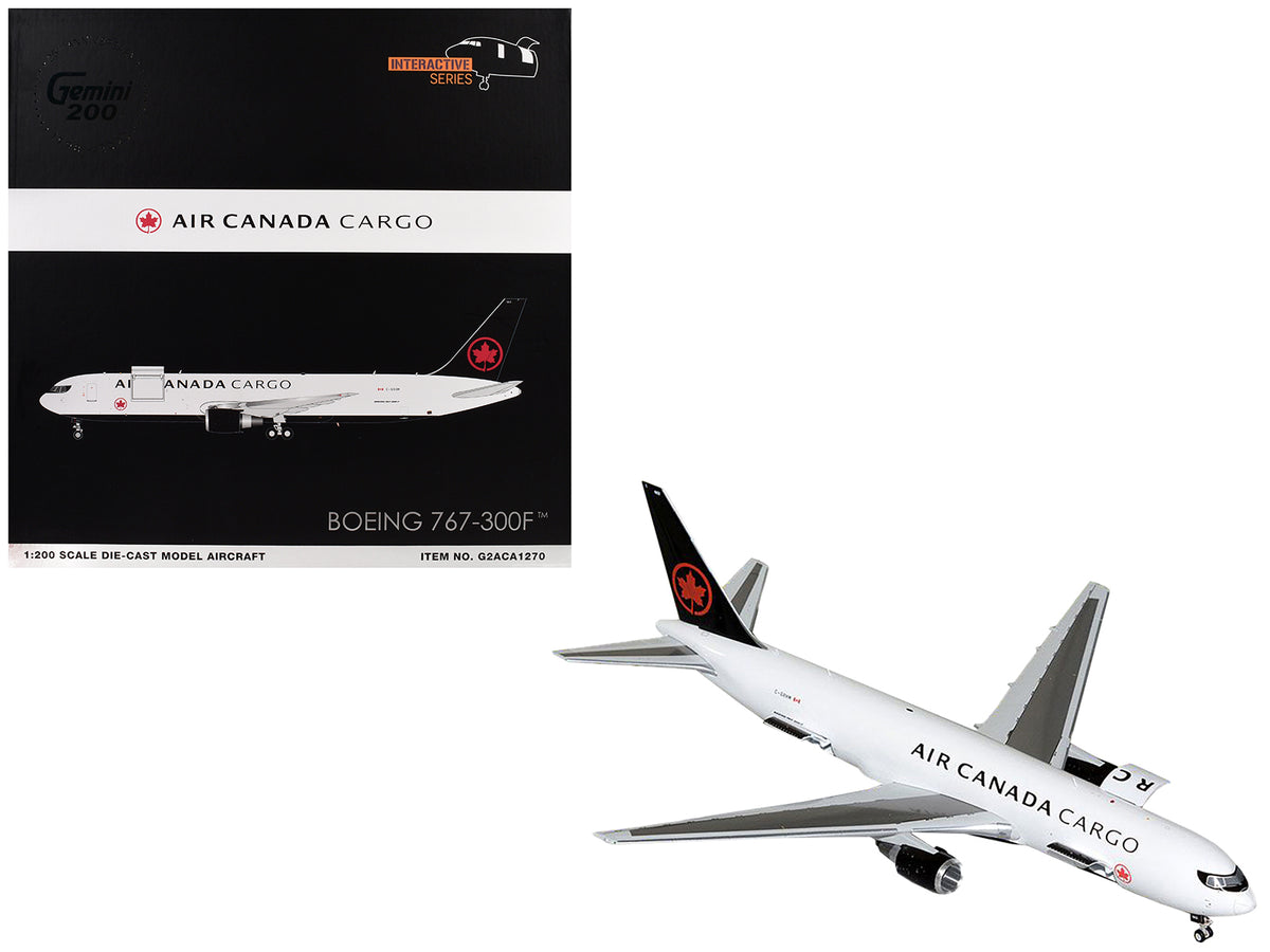 Boeing 767-300F Commercial Aircraft "Air Canada Cargo" (C-GXHM) White with Black Tail "Gemini 200 - Interactive Series" 1/200 Diecast Model Airplane
