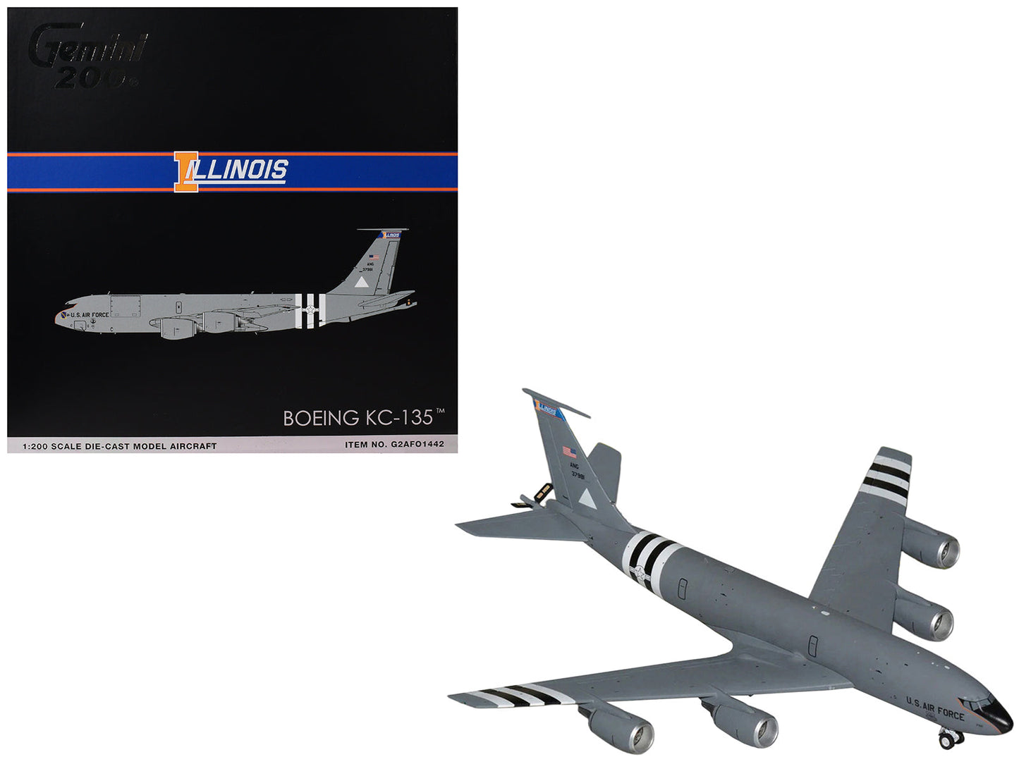 Boeing KC-135R Stratotanker Tanker Aircraft "Illinois Air National Guard" (63-7981) United States Air Force "Gemini 200" Series 1/200 Diecast Model