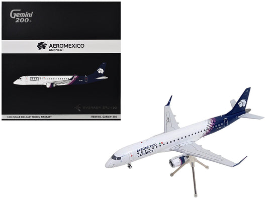 Embraer ERJ-190 Commercial Aircraft "Aeromexico Connect" (XA-IAC) White with Blue Tail "Gemini 200" Series 1/200 Diecast Model Airplane