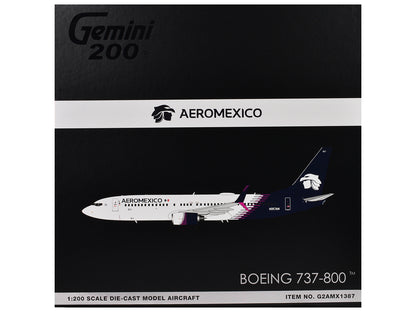 Boeing 737-800 Commercial Aircraft "AeroMexico" (N957AM) White with Dark Blue Tail "Gemini 200" Series 1/200 Diecast Model Airplane