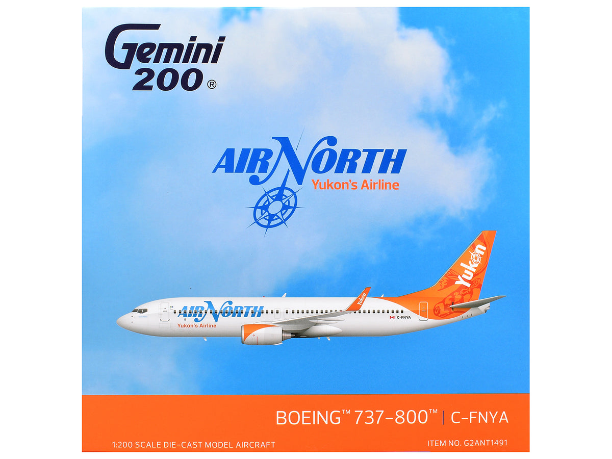 Boeing 737-800 Commercial Aircraft "Air North" (C-FNYA) White with Orange Tail "Gemini 200" 1/200 Diecast Model