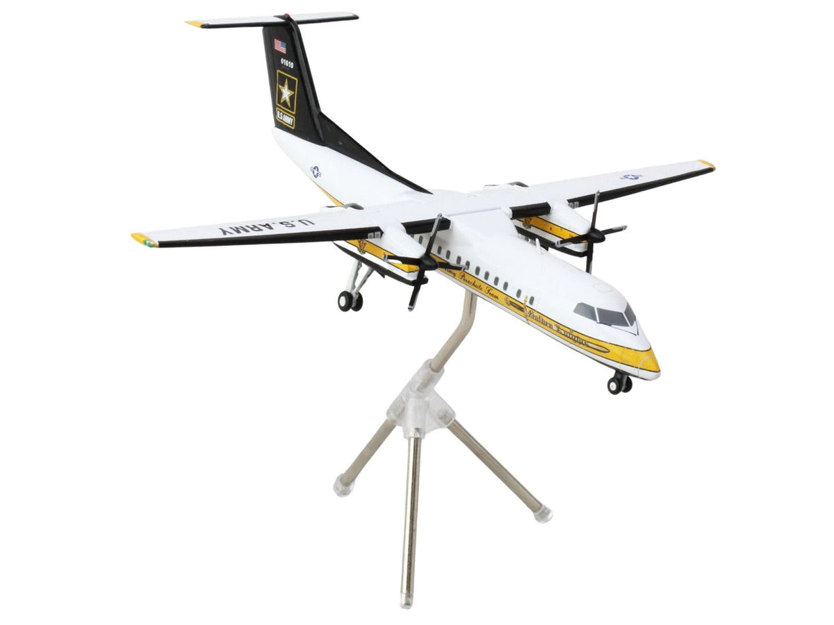 Bombardier C-147A Transport Aircraft "Golden Knights Parachute Team" United States Army (17-01610) White with Yellow Stripes and Black Tail "Gemini 200" Series 1/200 Diecast Model Airplane