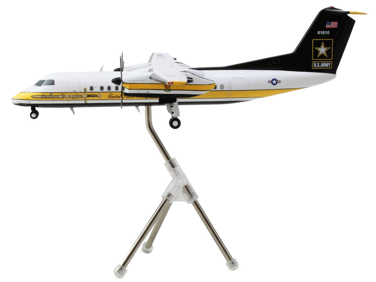 Bombardier C-147A Transport Aircraft "Golden Knights Parachute Team" United States Army (17-01610) White with Yellow Stripes and Black Tail "Gemini 200" Series 1/200 Diecast Model Airplane